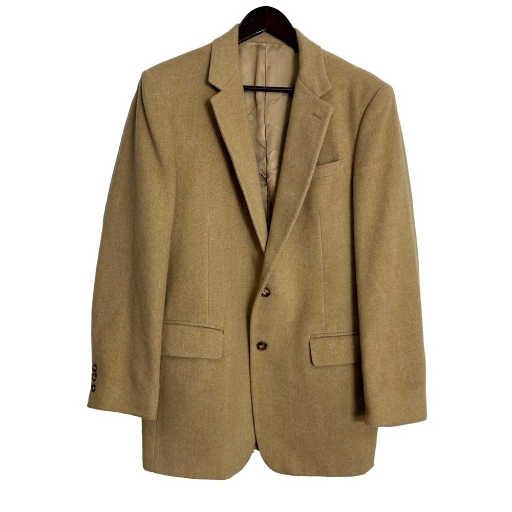 Vintage Oscar De La Renta Blazer Sports Coat 48 Tan Lined 2 Button Read Listing